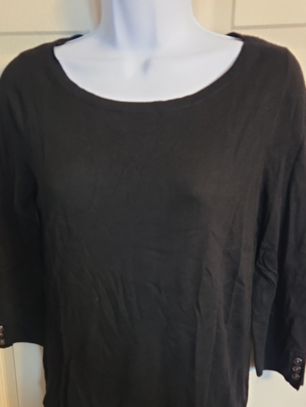 Ann Taylor Black 3/4 Sleeve Pullover Sweater Size Small - Picture 4 of 8